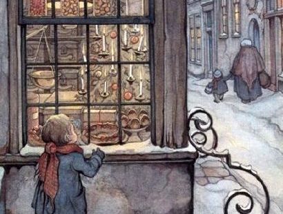 Anton Pieck (1895 - 1987, Dit jongetje vergaapt zich aan al dat moois,5december is Sinterklaas jarig en misschien krijgt hij wel iets van al dat moois lb xxx.