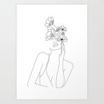 Buy Minimal Line Art Woman with Flowers Art Print ... - #Art #Buy #Flowers #line #minimal