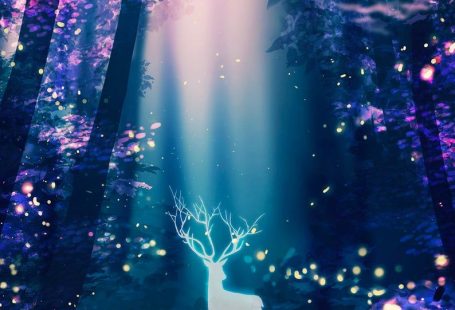 Deer fireflies art poster Surreal Poster Art Print Anime