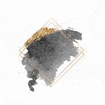Gold rhombus frame on black watercolor background vector