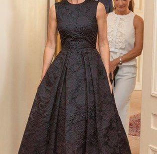 Crown Princess Mary of Denmark wore the popular H&M dress to the Copenhagen Fashion Summit on Thursday. Photo: Getty Images