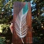 Feather string art on wood tribal boho minimalist decor - Indian southwest style feather sign decor