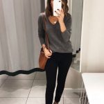 Grey cashmere sweater, cognac tan crossbody bag, Leopard loafers, Minimalistic Style, Fall Outfit. Cute women