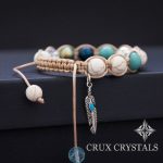 Shamballa Charm Bracelet Peacock Feather Natural by CruxCrystals