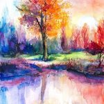 Sonnenuntergänge Landschaft Aquarell drucken von SlaviART auf Etsy