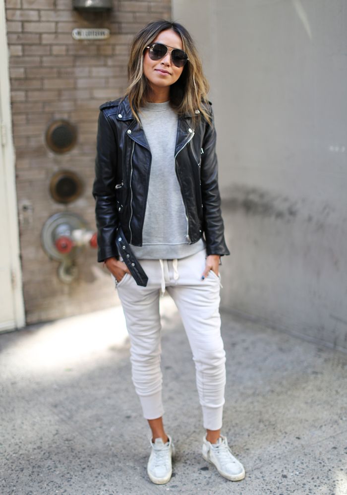 Major Outfit Inspiration | How to Dress Like fashion blogger Julie Sariñana of 'Sincerely, Jules'. Joggers + leather jacket = perfection. | STYLECASTER #casual