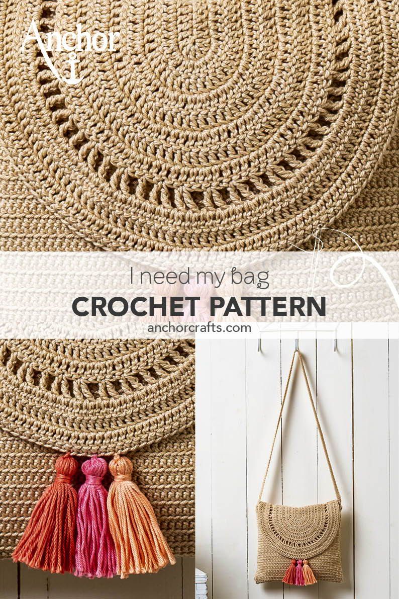This stylish crochet shoulder bag with colourful tassels will look great in any summer outfit! #Anchorcrafts #Anchorthreads  #Anchorcrochet#AnchorCreativa   #AnchorCreati