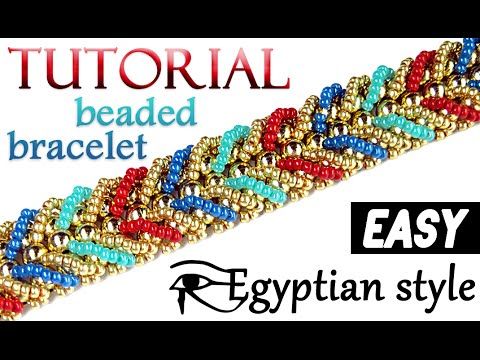 Tutorial: beaded bracelet [easy] egyptian style / Как сплести браслет из бисера в египетском стиле - YouTube