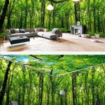 Virgin forest Morning Sunrise theme space entire room wallpaper 3D wal – IDecoRoom