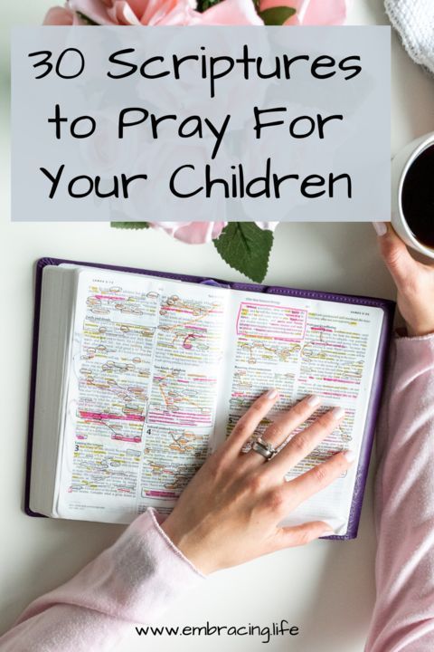 One of a parent's privileges is advocating for our children before the throne of God. Here are thirty scriptures to help you pray for your children.
