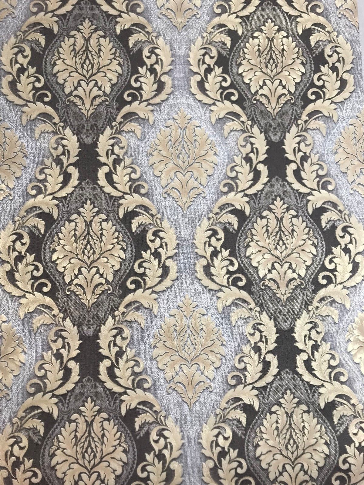 6509-10 White Black Damask Victorian Wallpaper – wallcoveringsmart