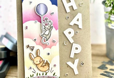 Jessica joins us today to share a super fun birthday card using Spring 2020 Release stamps and dies! I love the vertical design of this happy card! Jess created a tall slim panel with Really High Five images on a beautifully stenciled cloudy background! Then she aligned the Oliver’s Stitched ABCs vertically and finished withRead more