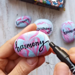 Cool rock painting idea for beginners. Simply rock painting for kids and adults. Rock painting video tutorial created with Artistro paint pens extra fine tip. These paint pens are perfect for rock painting!