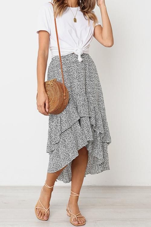 Be in Love Ruffle Skirtsummer fashion, summer outfit, summer outfit ideas, skirt, maxi skirt, high low skirt, sandals, casual style, date outfits, day outfits for summer, casual outfits for summer, outfits with skirts