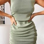 Beauty Game Drawstring Mini Dress // Sage – Verge Girl