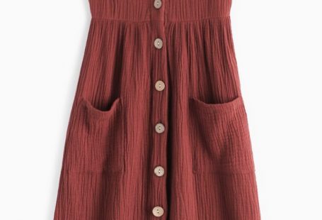 Style: Brief Occasion: Day,Vacation Material: Polyester Silhouette: A-Line Dresses Length: Mid-Calf Collar-line: Spaghetti Strap Sleeves Length: Sleeveless Pattern Type: Solid Season: Fall,Spring,Summer Cami Button Through Woven Midi Summer Dress - Maroon sundress