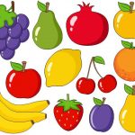Cute Fruits Digital Clip Art Grapes Apple Bananas Pear