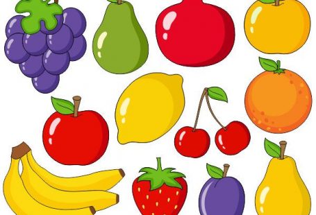 Cute Fruits Digital Clip Art Grapes Apple Bananas Pear
