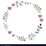 Doodle heart and leaf circle frame Royalty Free Vector Image