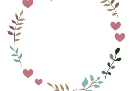 Doodle heart and leaf circle frame Royalty Free Vector Image