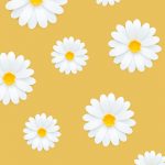 White daisy pattern on yellow background