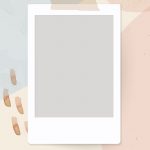 Blank instant photo frame on neutral watercolor background mobile phone wallpaper vector