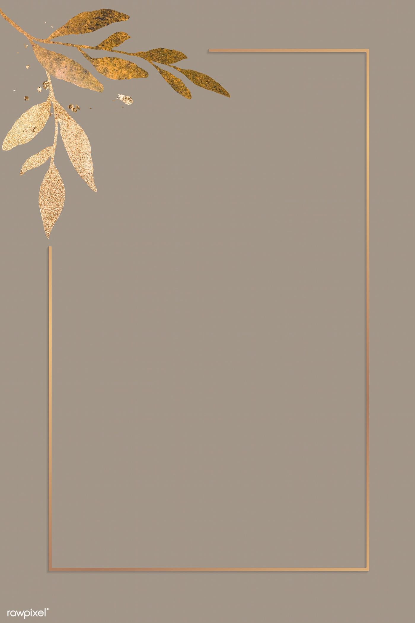 Christmas golden rectangle frame on brown background vector | premium image by rawpixel.com / Adj