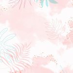 Pink leafy watercolor background vector