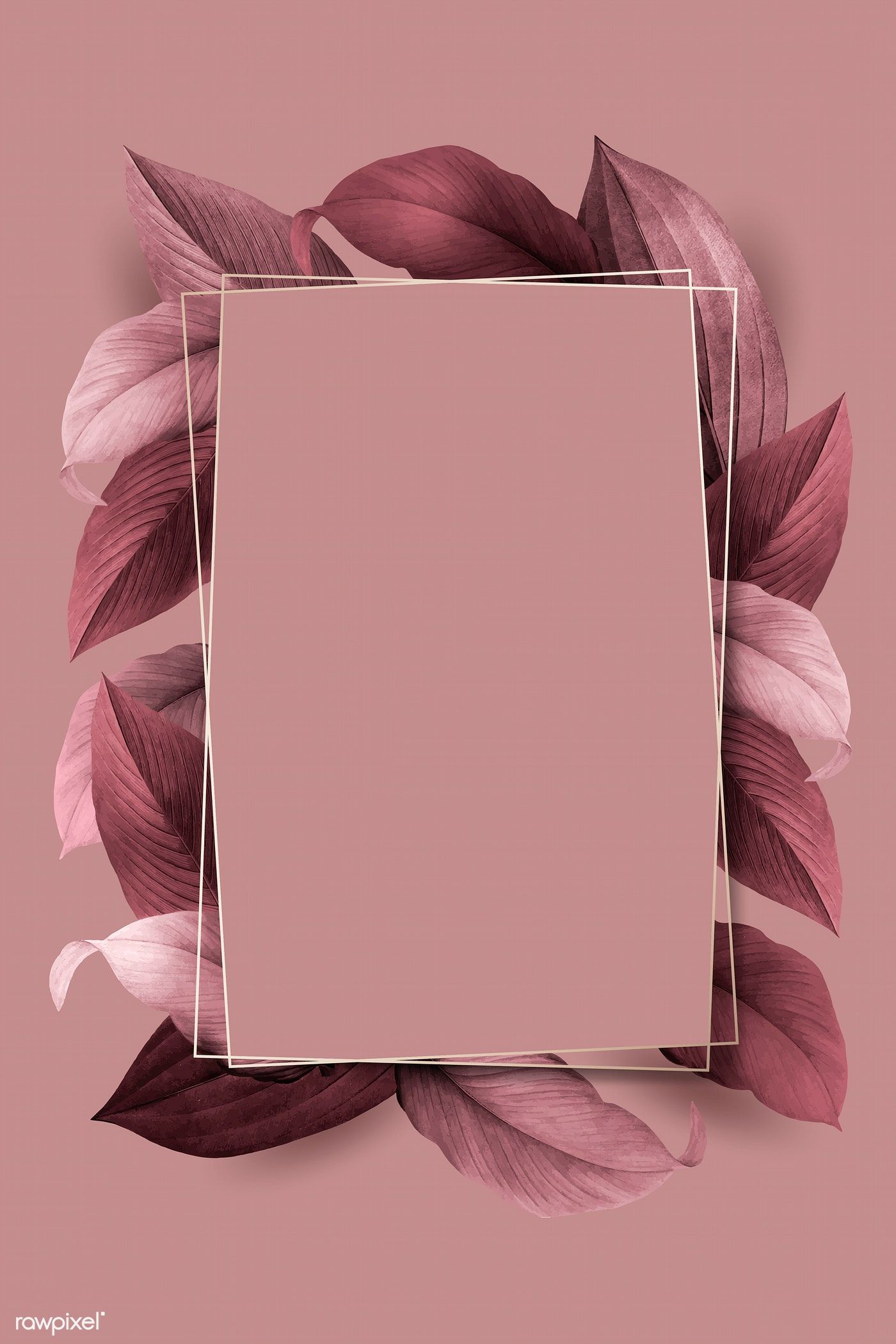 Rectangle foliage frame on pink background vector | premium image by <a href=