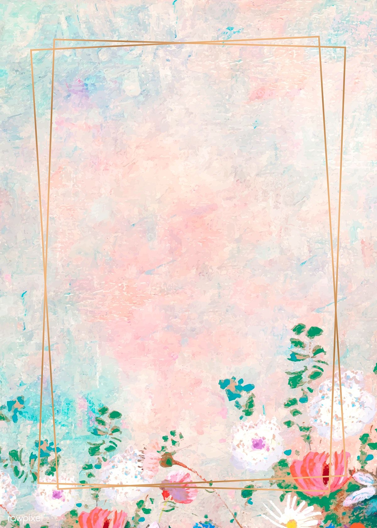 Rectangle gold frame on pastel background vector | premium image by rawpixel.com / busbus / HwangMangjoo #vector #vectoart #digitalpainting