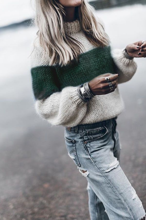 High Neck Color Block Patchwork Sweaters – ebuytide