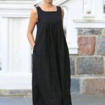 Long linen dress. Black linen dress / Loose summer dress / Linen clothing / women linen / maternity