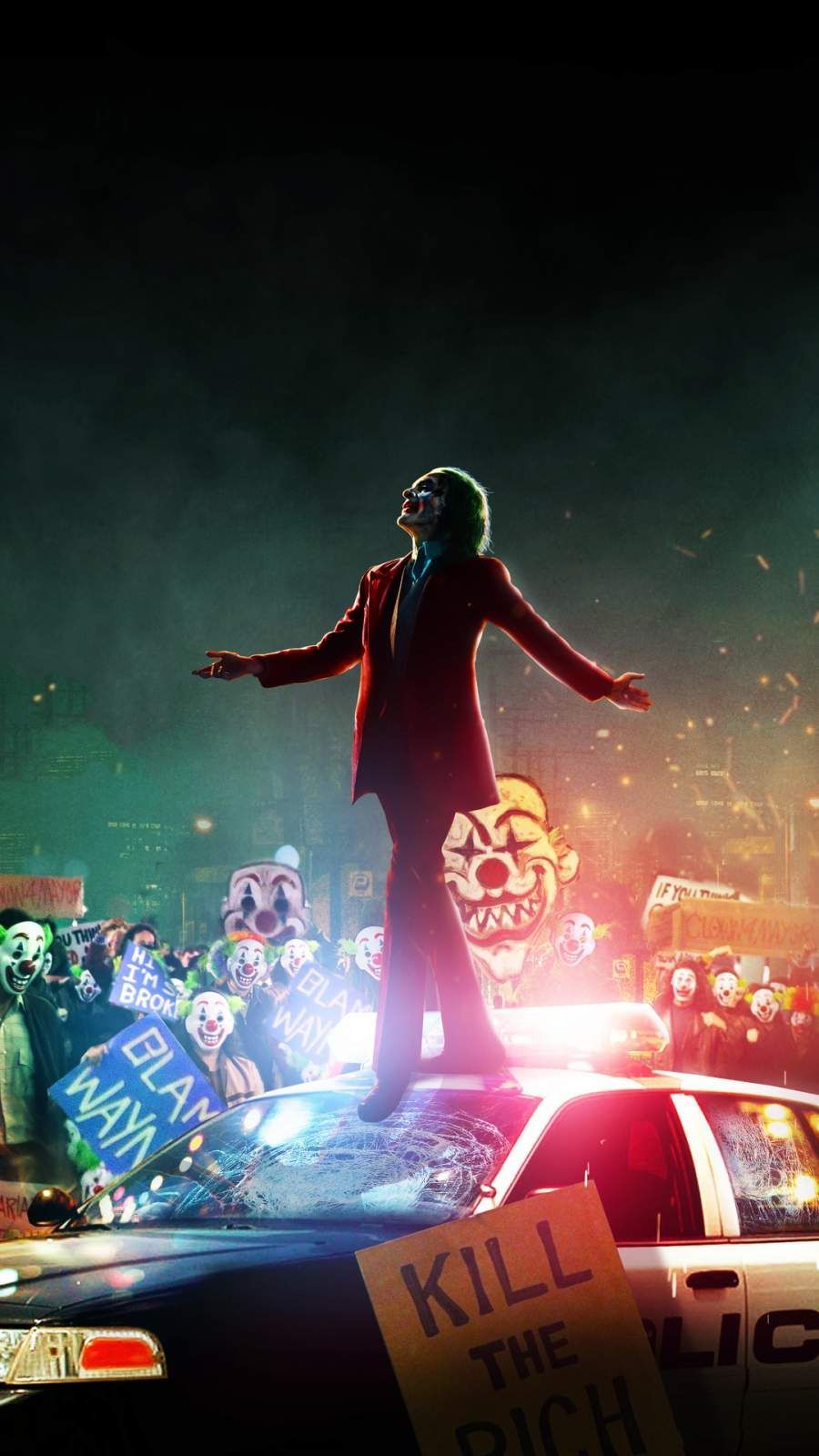 Joker with Clowns iPhone Wallpaper #Movie fondos Joker with Clowns iPhone Wallpaper