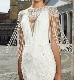 julie vino fall 2017 bridal cap sleeves illusion boat neck deep v neck full embellishment elegant sophiscated sheath wedding dress low back sweep train (1208) zv