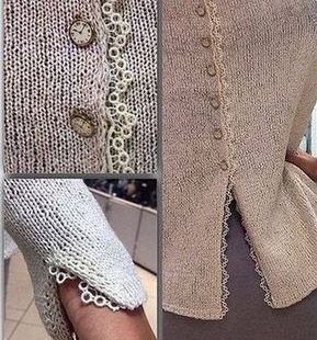 KUFER  z artystycznym rękodziełem : Wykończenie delikatnego sweterka