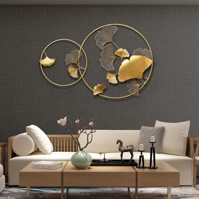 Novo chinês parede de ferro forjado ginkgo biloba decoração para casa artesanato criativo parede pendurado sofá fundo mural ornamento decoração Loja Online | AliExpress móvel