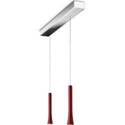 Oligo Rio 2-flammige Pendelleuchte mit unsichtbarer Höhenverstellung, Baldachin Aluminium gebürstet