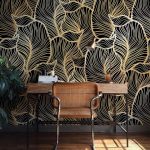 Solide feuille de papier peint, feuilles exotiques fond d’écran, de style Baroque murale, décoration intérieure, facile installer Wall Decal, amovible Wallpaper B012