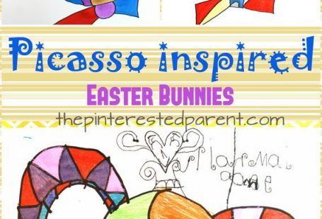 Picasso inspirierte das Osterhasen-Kunstprojekt. Ostern Kunsthandwerk für Kinder. Arti ...  #inspirierte #kinder #kunsthandwerk #kunstprojekt