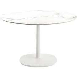 Kartell Multiplo Tisch Esstisch, Steingutplatte rund, Tellerfuß, schwarz, marmoriert KartellKartell
