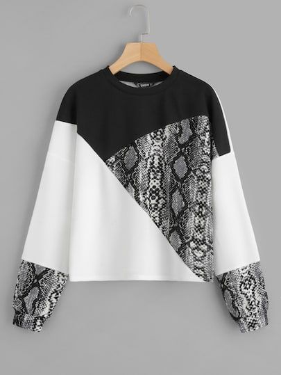 Shop Color Block Snake Skin Pullover online. SheIn offers Color Block Snake Skin Pullover & more to fit your fashionable needs.