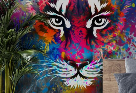 Stunning Tiger Art wall mural from Wallsauce. This high quality Tiger Art wallpaper is custom made to your dimensions.   Transform your room with this tiger art wall mural. Perfect for teenage bedrooms, this striking graffiti mural is sure to create the ultimate feature wall. Featuring a rainbow of bright colours, this graffiti tiger wallpaper mural will introduce colour to your space no matter what size. Click to see more! #tiger