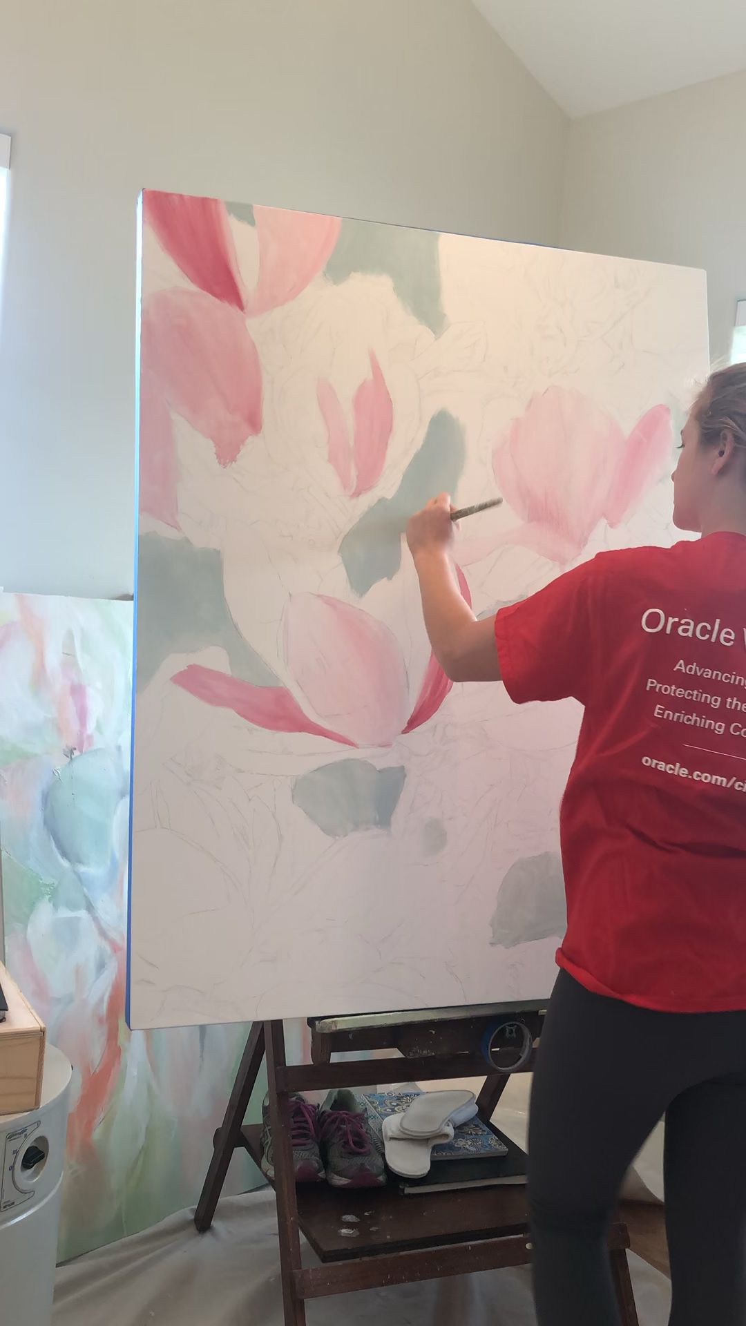 Artist, CoCo Zentner, shows how she paints her first layer of her paintings to help inspire other creatives and artists. To learn more about how to paint, visit her website or send her an email! #howtopaint #artist #oilpainting 