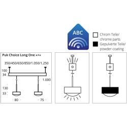 Top Light Puk Choice Long One + Pendelleuchte 3 Köpfe anthrazit-chrom 65cm Led Top LightTop Light