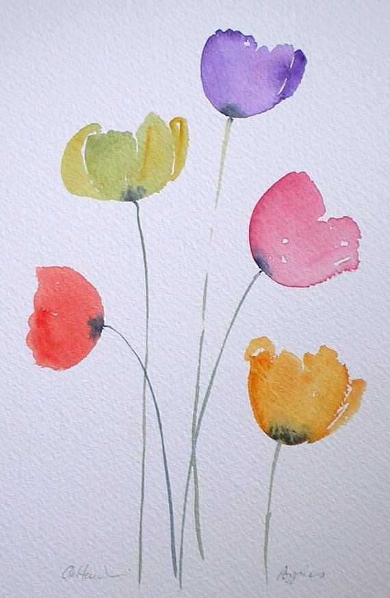 Watercolour painting COLOURFUL POPPIES original art by artist Amanda Hawkins 17 ...