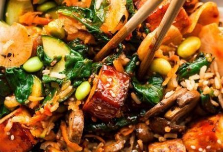 vegan bibimbap mixed