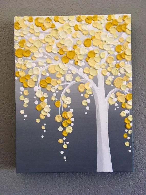 Gele en grijze geweven kunst Origineel Acryl schilderij op Canvas Grootte: Selecteer bij de kassa Diepte: 1.5 Kleur: Bright gelukkig tinten van geel variërend van een bleke zonnige schaduw tot een enigszins mosterd Toon bovenop een vervaagde grijze achtergrond... En natuurlijk vol met mooie