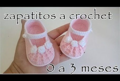 Zapatitos a crochet para bebé en relieve - Modelo Rebecca -0 - 3 meses - YouTube