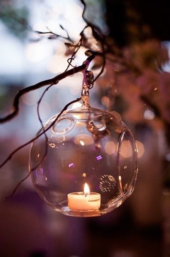 Glass lantern & candle