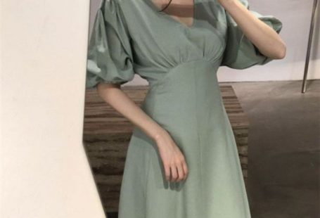 22.18US $ |Korean Women Lantern Sleeve Long A line Dress 2019 Summer Sexy V Neck Cotton Linen Dress Solid Empire Party Dresses|Dresses|   - AliExpress